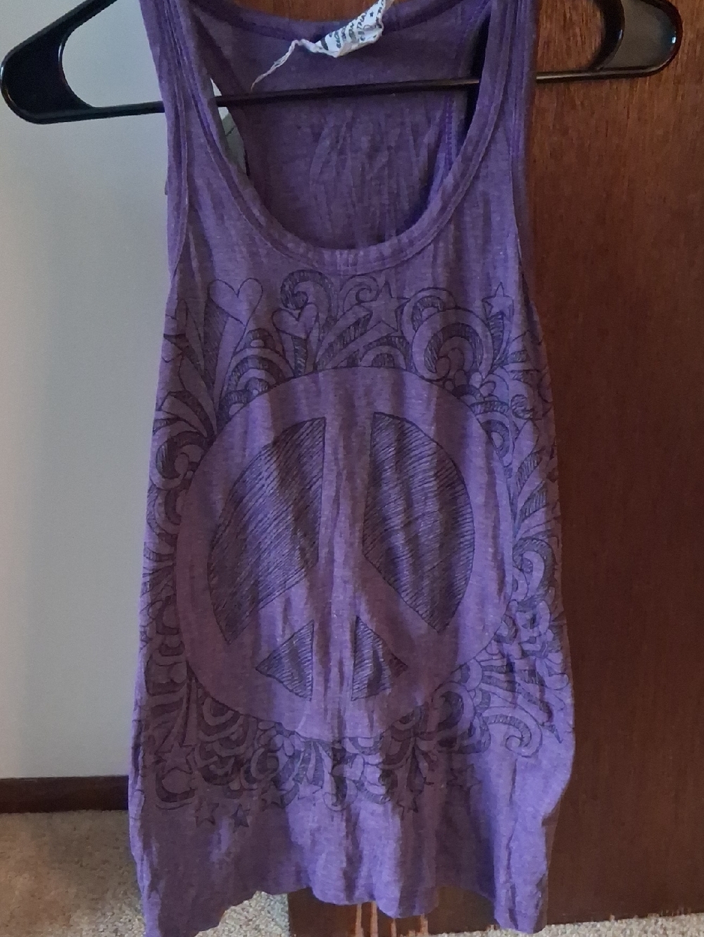 🚨5/$20🚨Purple Graphic Peace Sign Tank Top
